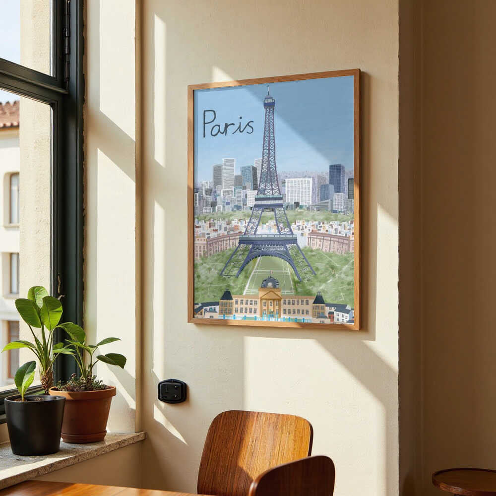 Eiffel Tower with Paris City in Background by Artist Carla Daly by Carla Daly