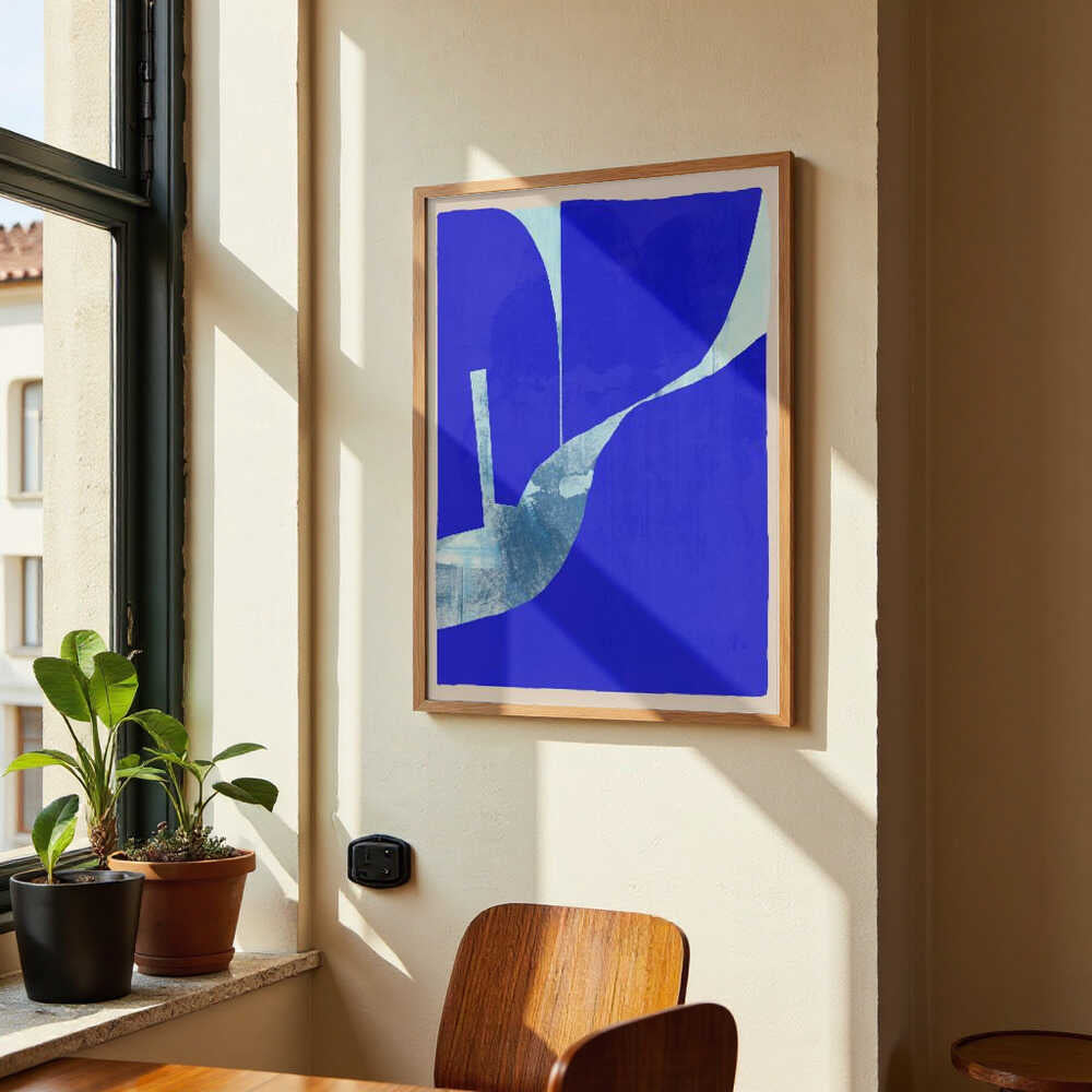 Blue Background With A Dynamic White Curve by cartissi