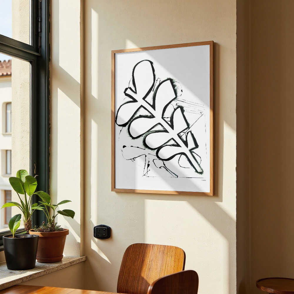 Schwarzes und weißes abstraktes Blatt von Awol Art Alex