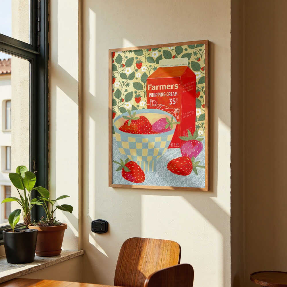 Strawberries In A Checkered Bowl by Susan Black