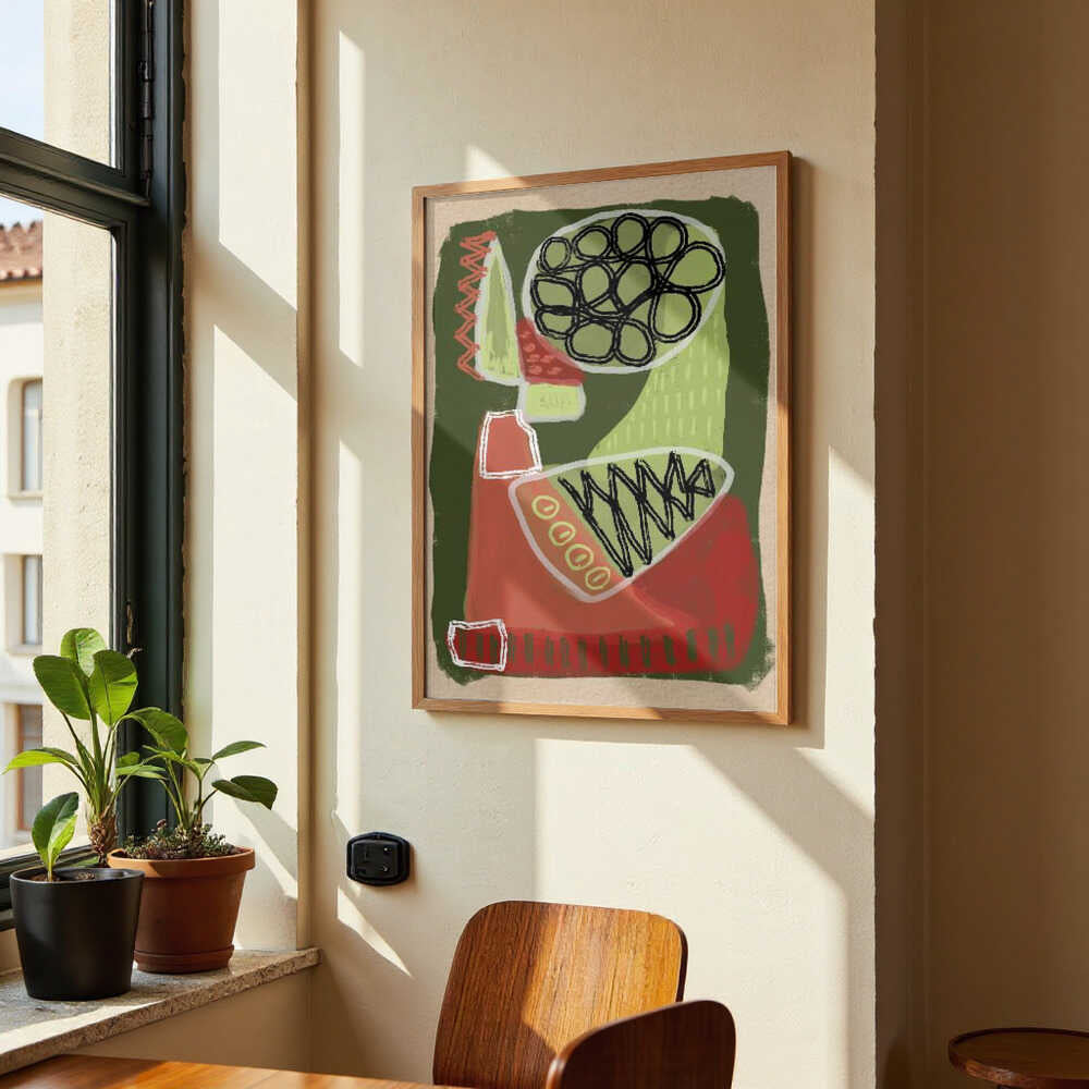 Abstract green and red by Sharyn Bursic