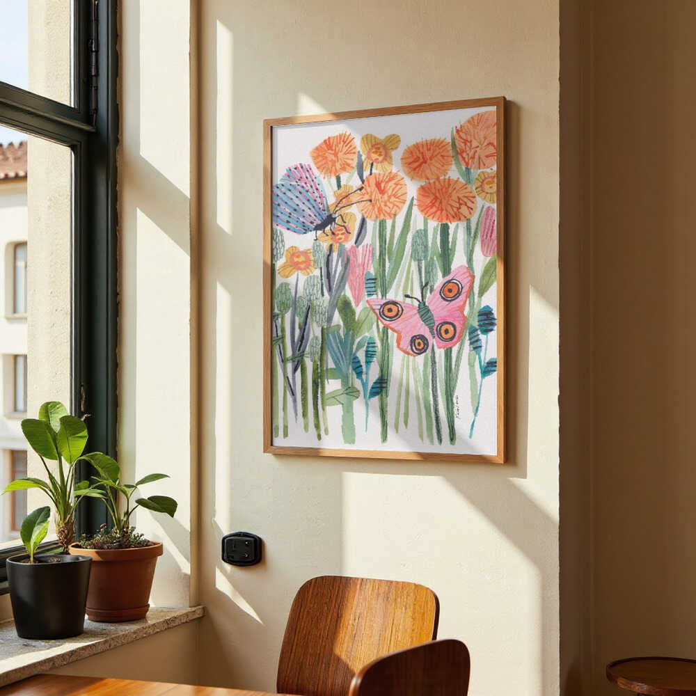 Butterfly and Moth In Garden by Karin Lauria