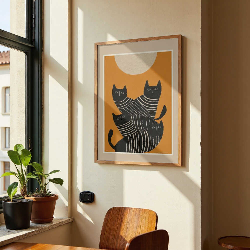 Abstract Black Cats by City Art