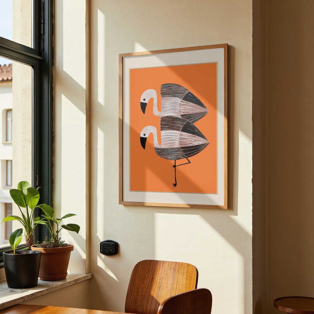 Tangerine Flamingos by City Art