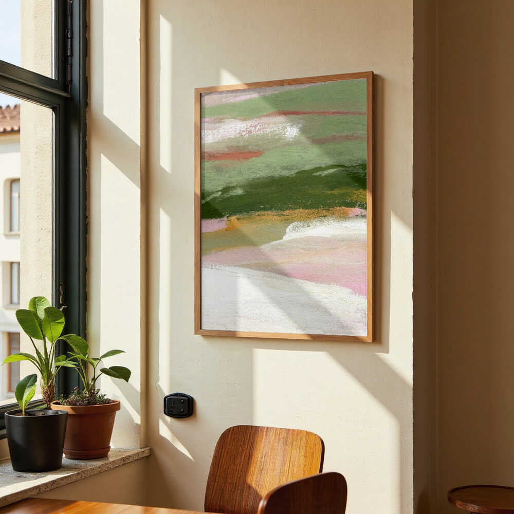 Landschaft mit Grün, Gold und Rosa von Janel Bragg