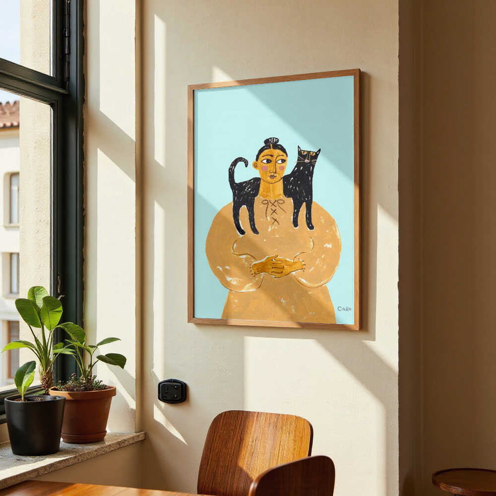 Woman with Cat by Caroline Roberts