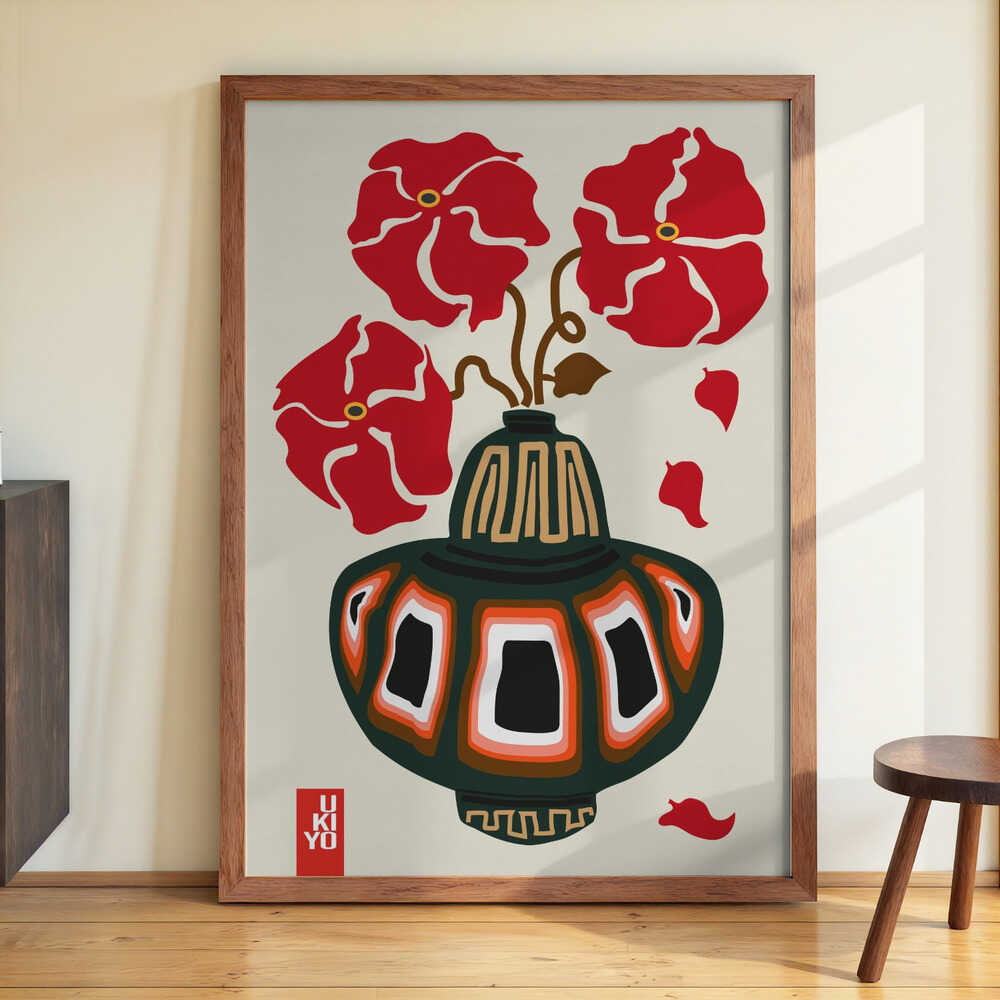 Ukiyo Vase Flower Greige by Frances Collett