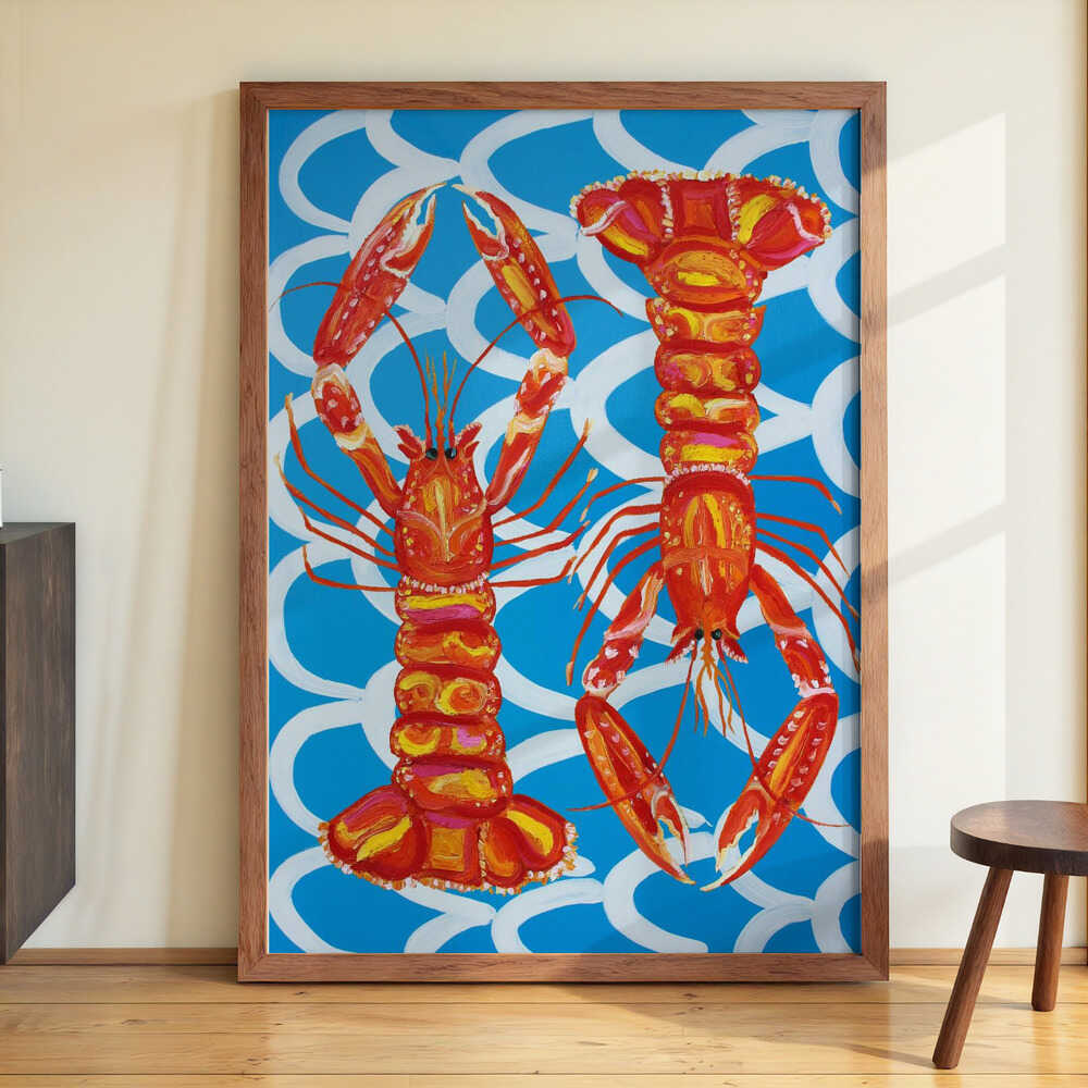 Langoustines On Blue by Alice Straker
