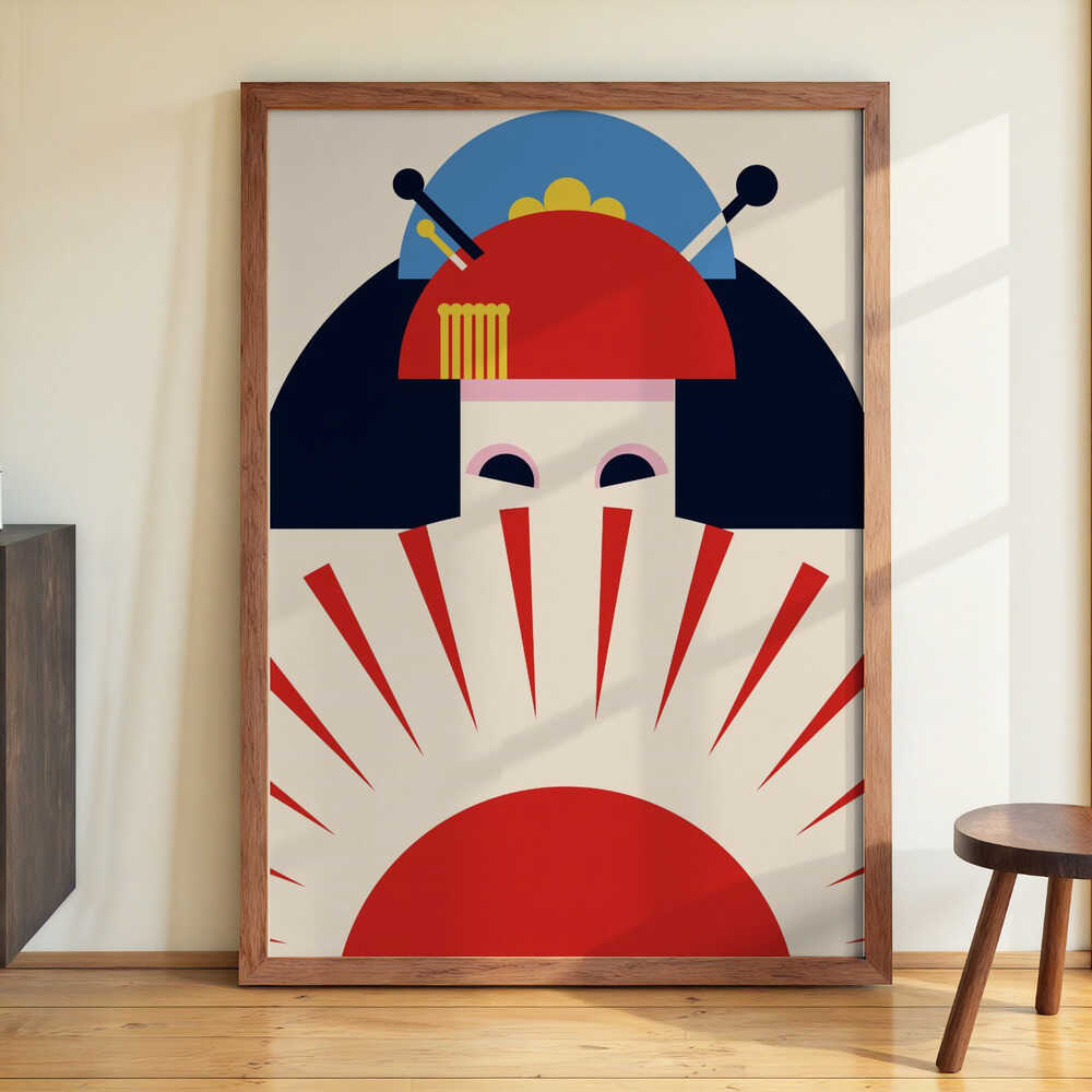 Geisha Girl Retro Minimalist Design by Retrodrome