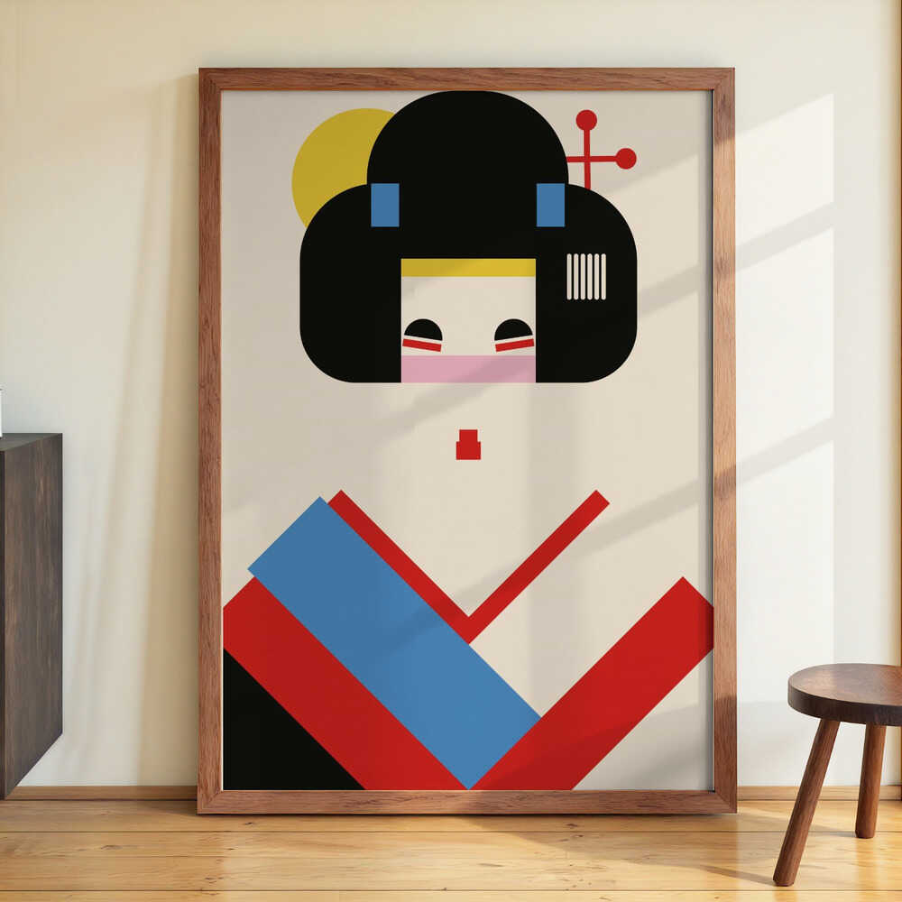 Geisha Girl Geometric Illustration by Retrodrome