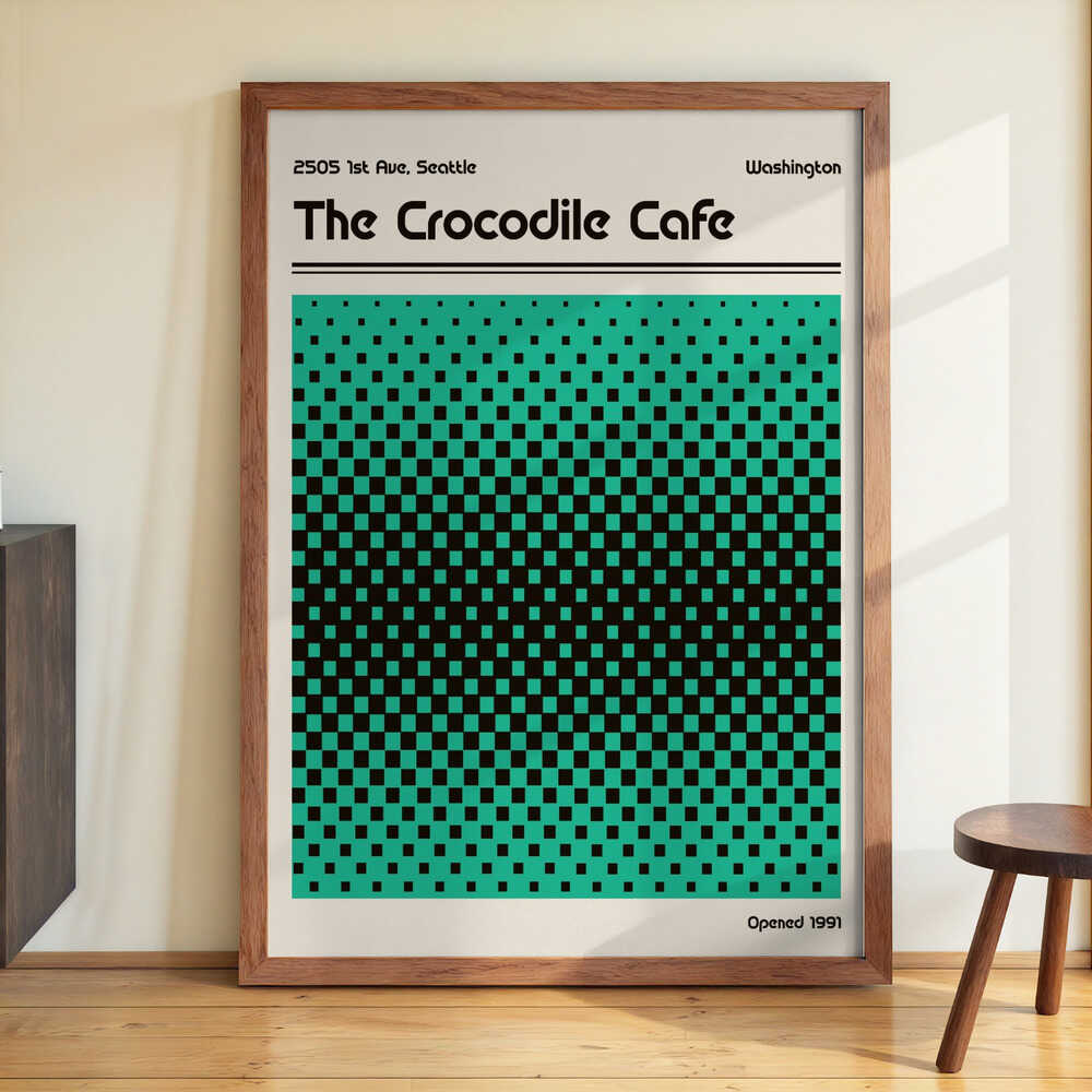 Crocodile Cafe Retro Poster by Retrodrome