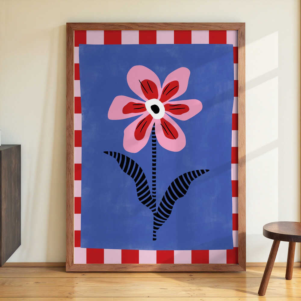 Flower with Pink Petals and Striped Leaves by Elena Ristova