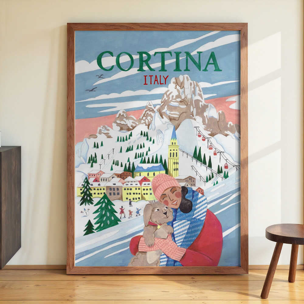 Reiseplakat Frau in Cortina, Italien von Caroline Bonne Müller