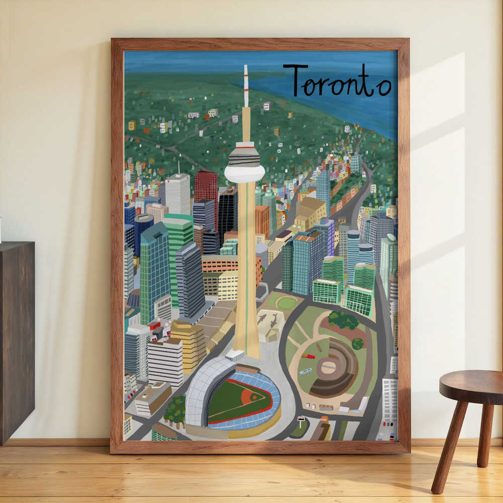 Toronto, Canada CN Tower with Rogers Stadium by Illustrator Carla Daly by Carla Daly