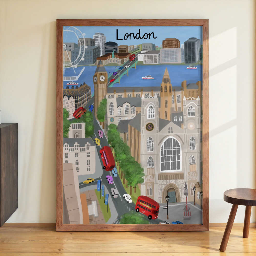 London City with View of the Thames River and Big Ben by Artist Carla Daly by Carla Daly