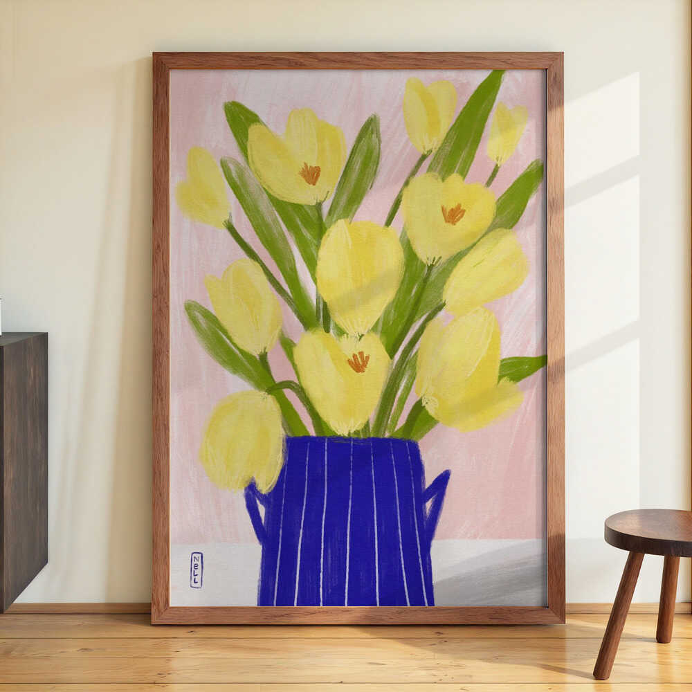 Yellow Tulips In a Vase by Dirkie Nell