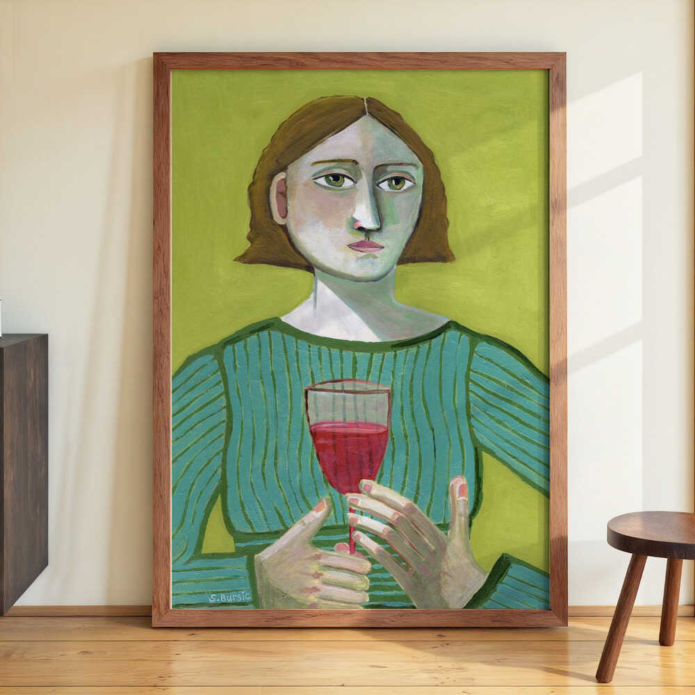 Lady with Red Wine by Sharyn Bursic