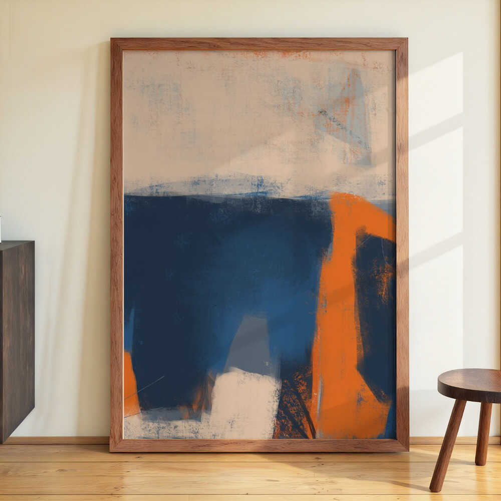 Kühne blaue, orange und weiße Pinselstriche von MANSI SAXENA