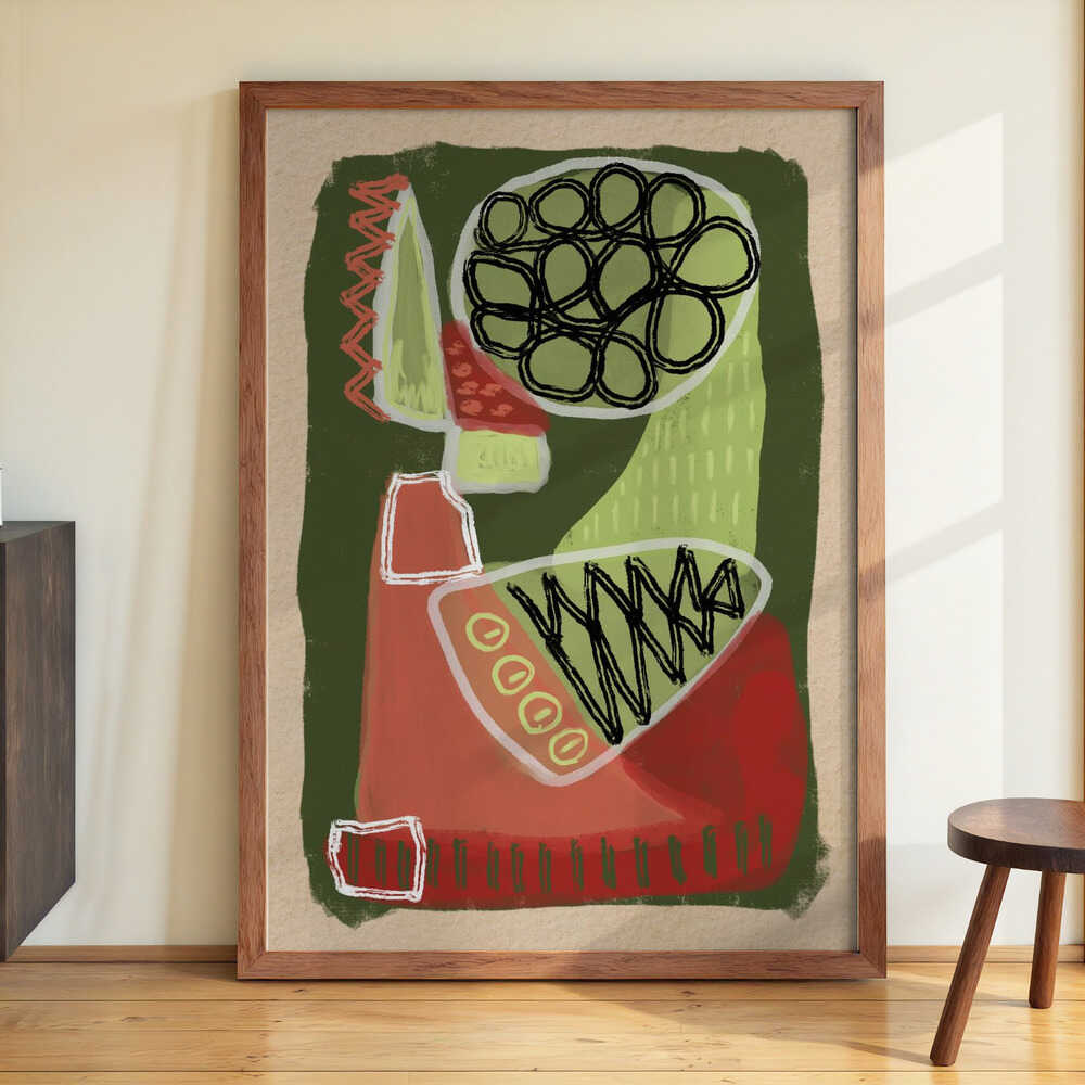 Abstract green and red by Sharyn Bursic