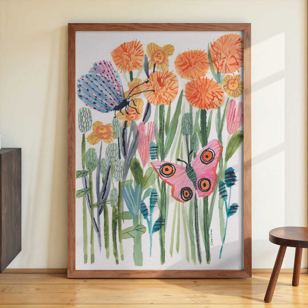 Butterfly and Moth In Garden by Karin Lauria