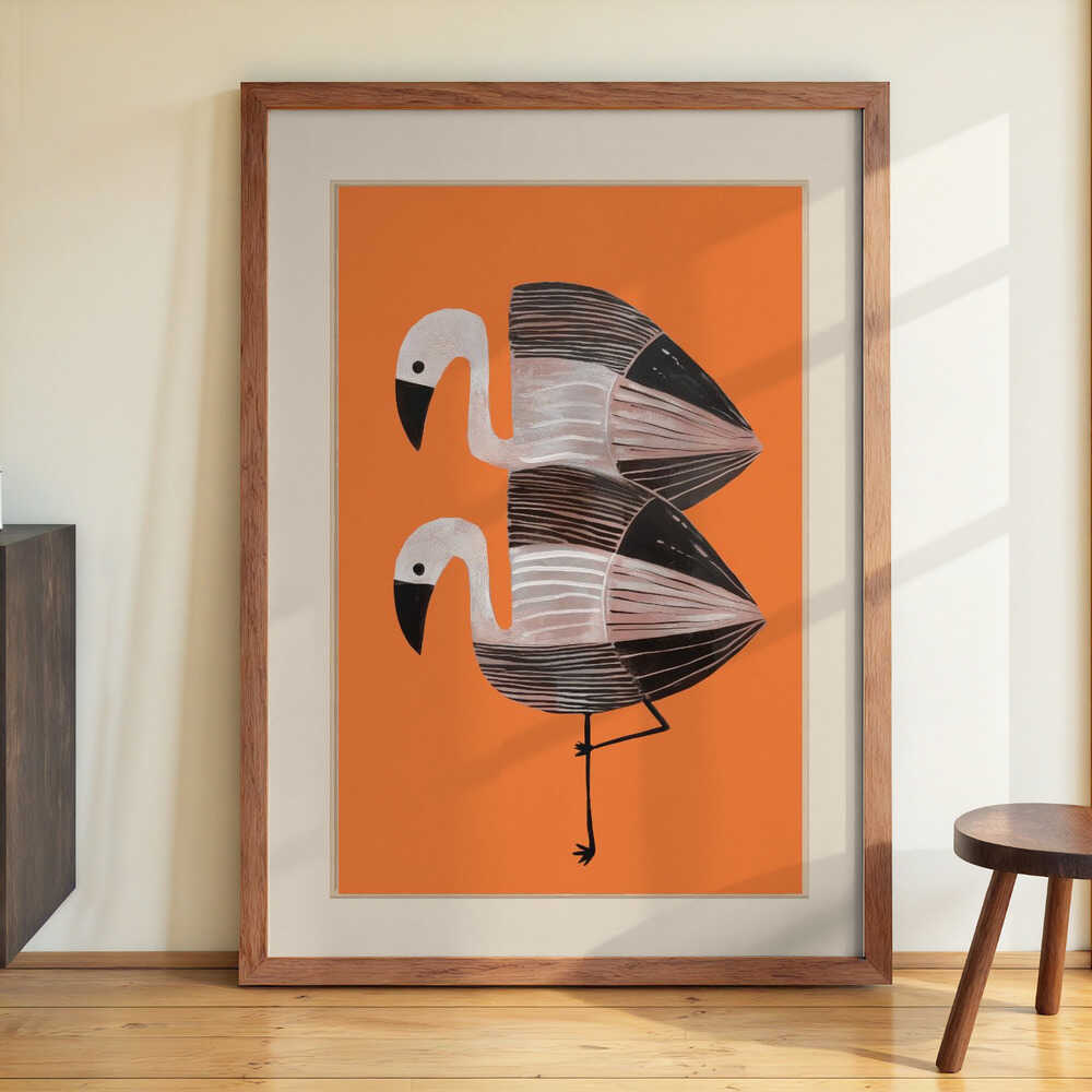 Tangerine Flamingos by City Art