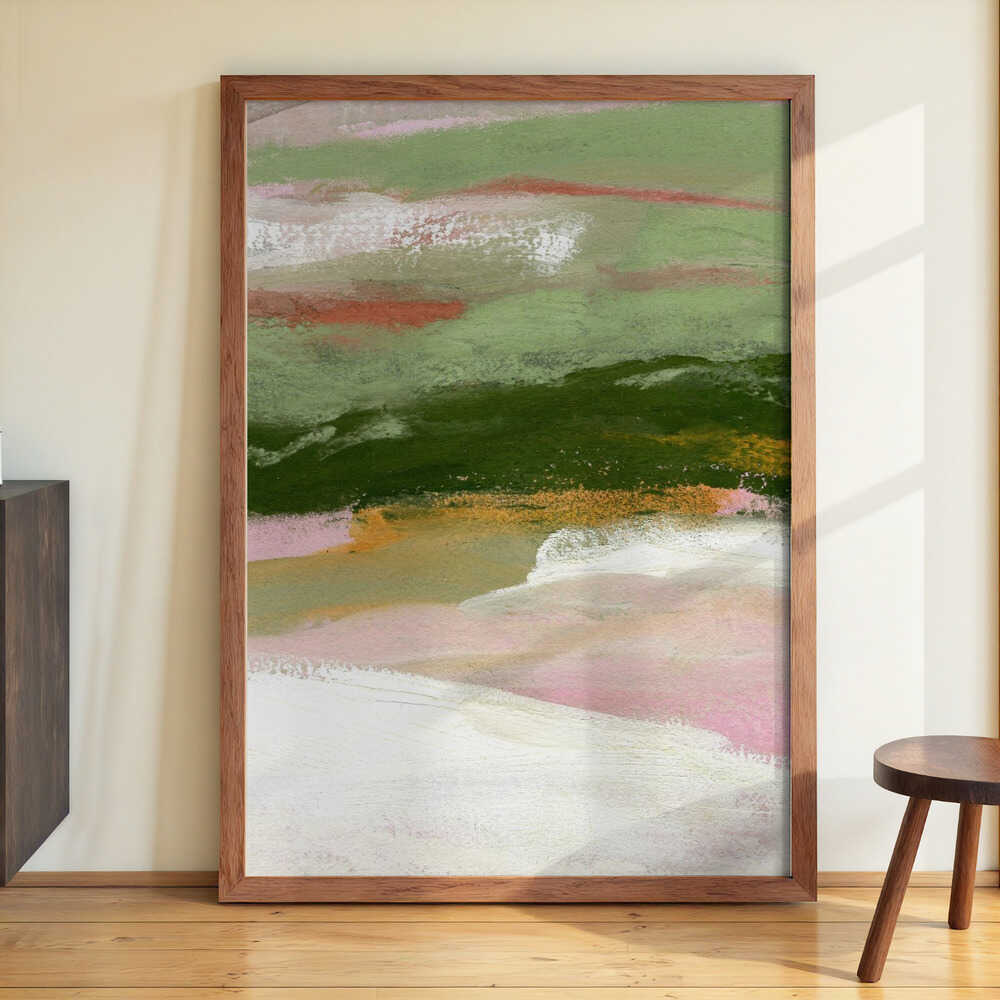 Landschaft mit Grün, Gold und Rosa von Janel Bragg