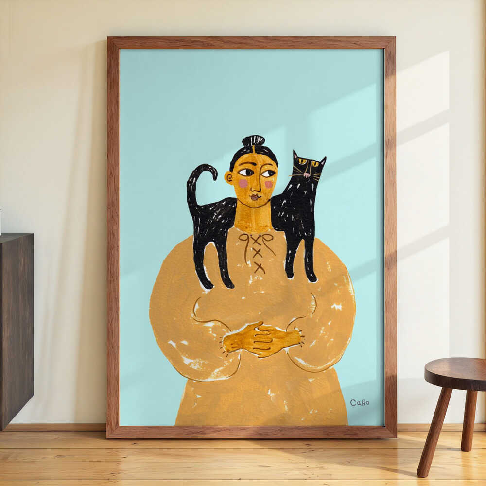 Woman with Cat by Caroline Roberts