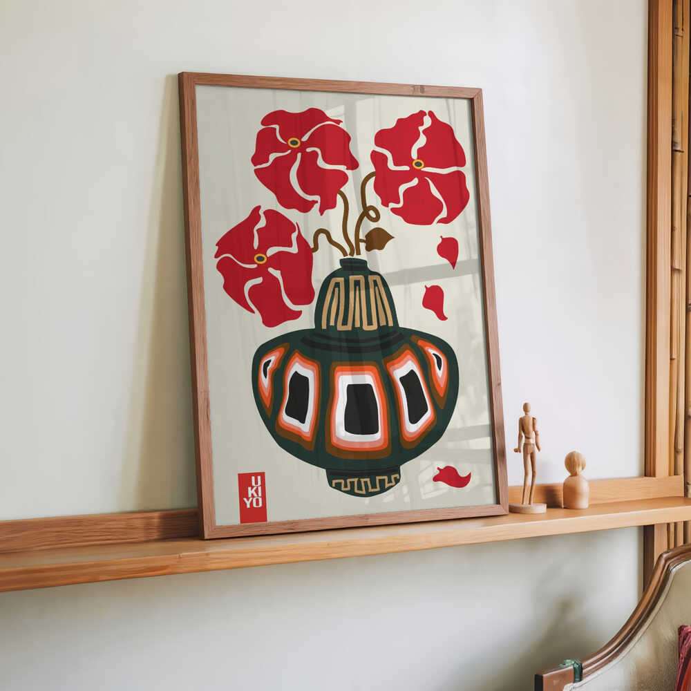 Ukiyo Vase Flower Greige by Frances Collett