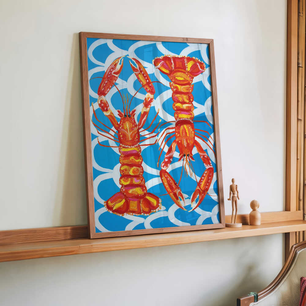 Langoustines On Blue by Alice Straker