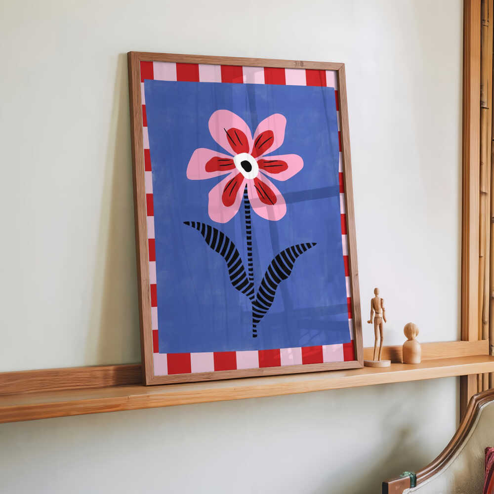 Flower with Pink Petals and Striped Leaves by Elena Ristova