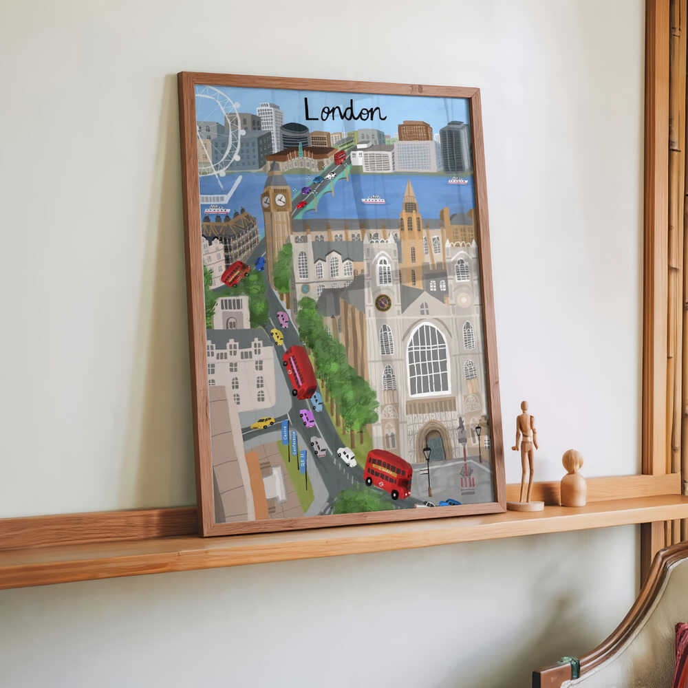 London City with View of the Thames River and Big Ben by Artist Carla Daly by Carla Daly