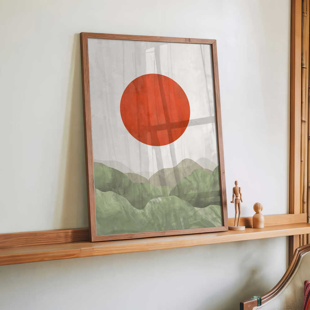 Abstrakte Rolling Hills mit strukturiertem grauen Himmel von Sannel Larson