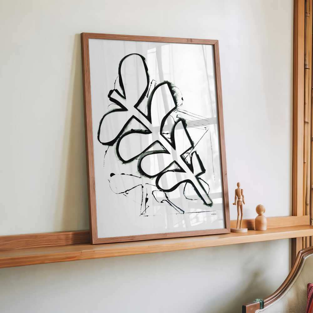 Schwarzes und weißes abstraktes Blatt von Awol Art Alex