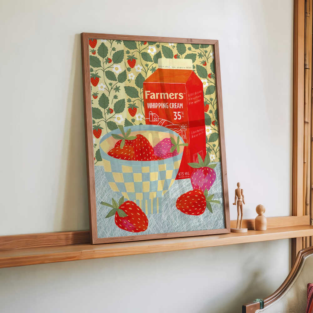 Strawberries In A Checkered Bowl by Susan Black