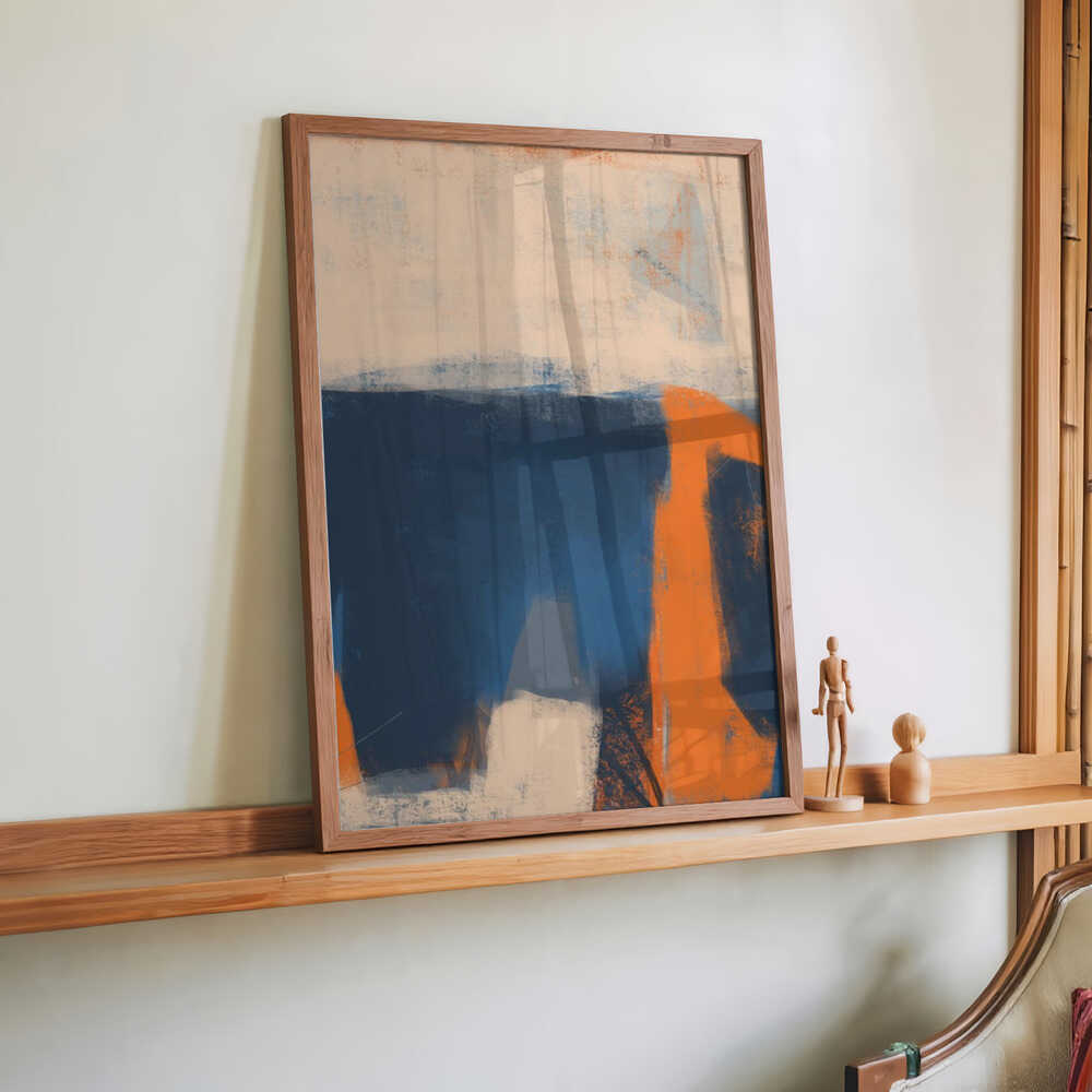 Kühne blaue, orange und weiße Pinselstriche von MANSI SAXENA