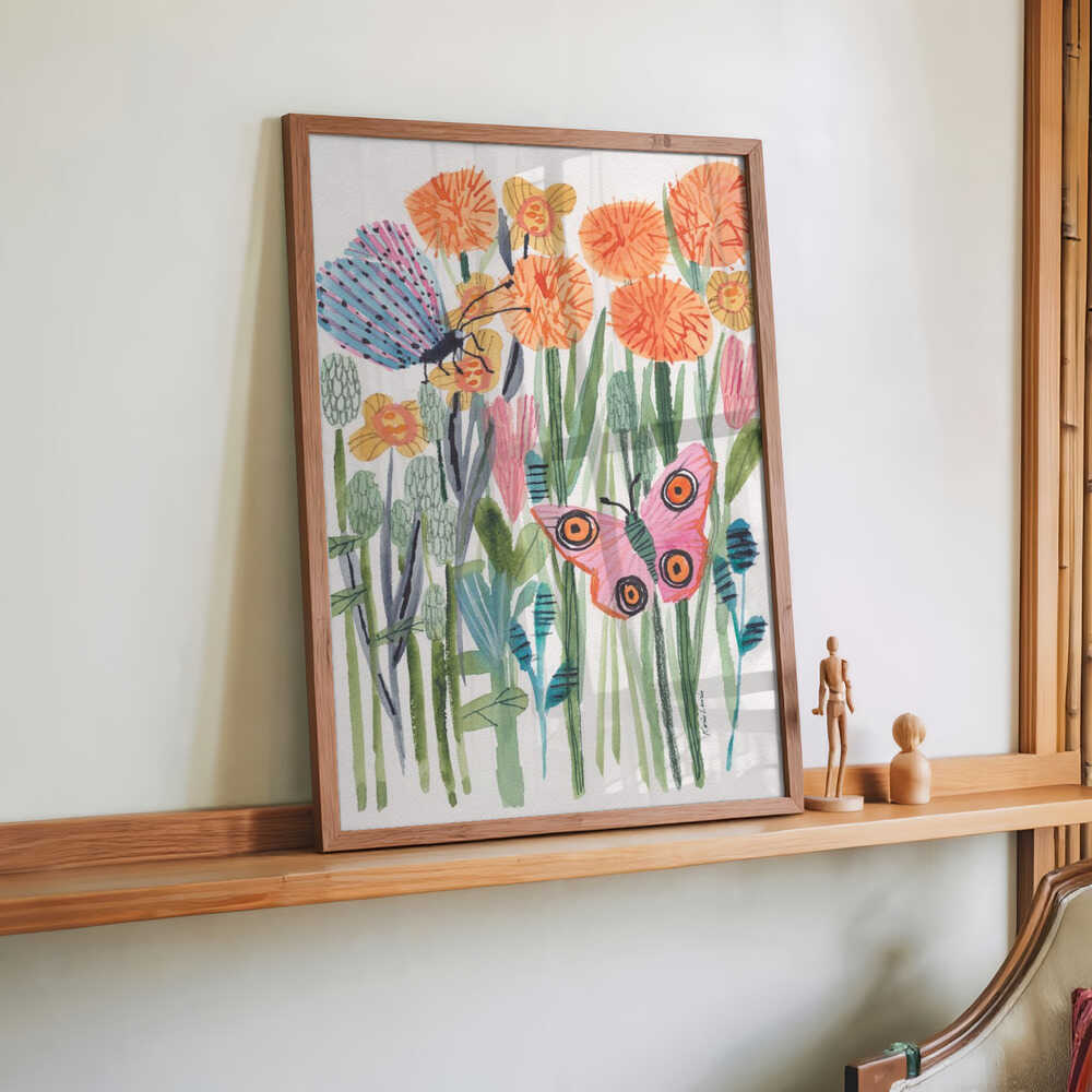 Butterfly and Moth In Garden by Karin Lauria