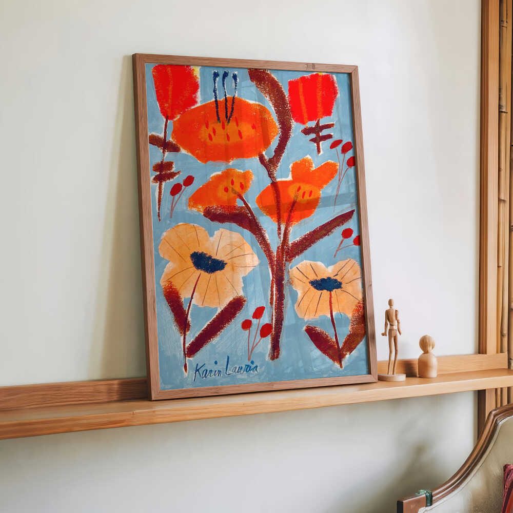 Rote, orange und pfirsichfarbene Blumen von Karin Lauria