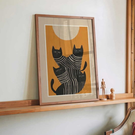 Abstract Black Cats by City Art