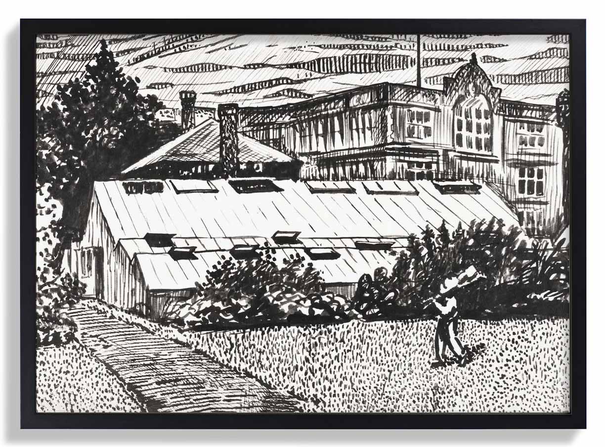 Figure and Buildings Drawing by Henry Lyman