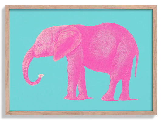 Pink Elephant Animal Poster