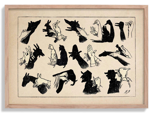 The Fabulous World of the Hands Signals - Hand's shadow game poster. Lovely Poster for Kids room!