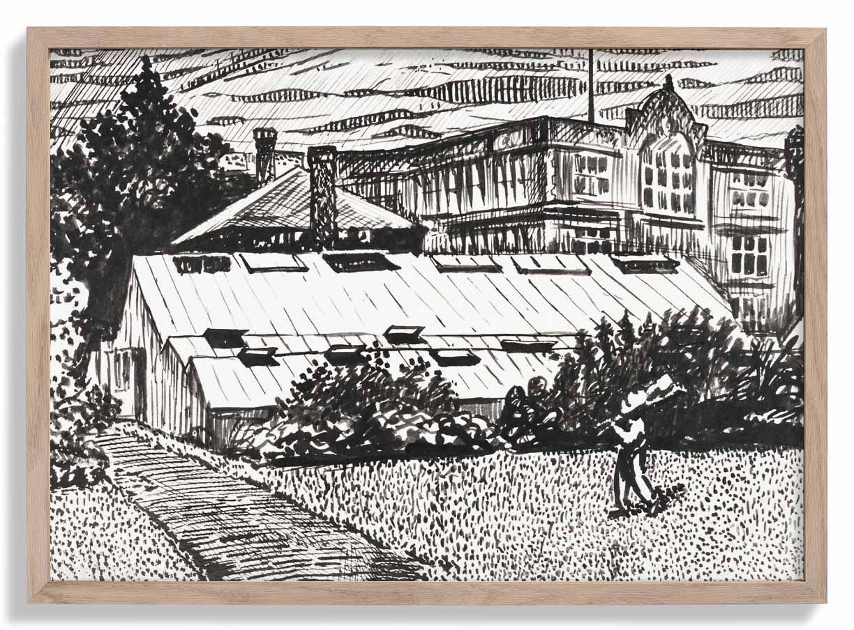 Figure and Buildings Drawing by Henry Lyman