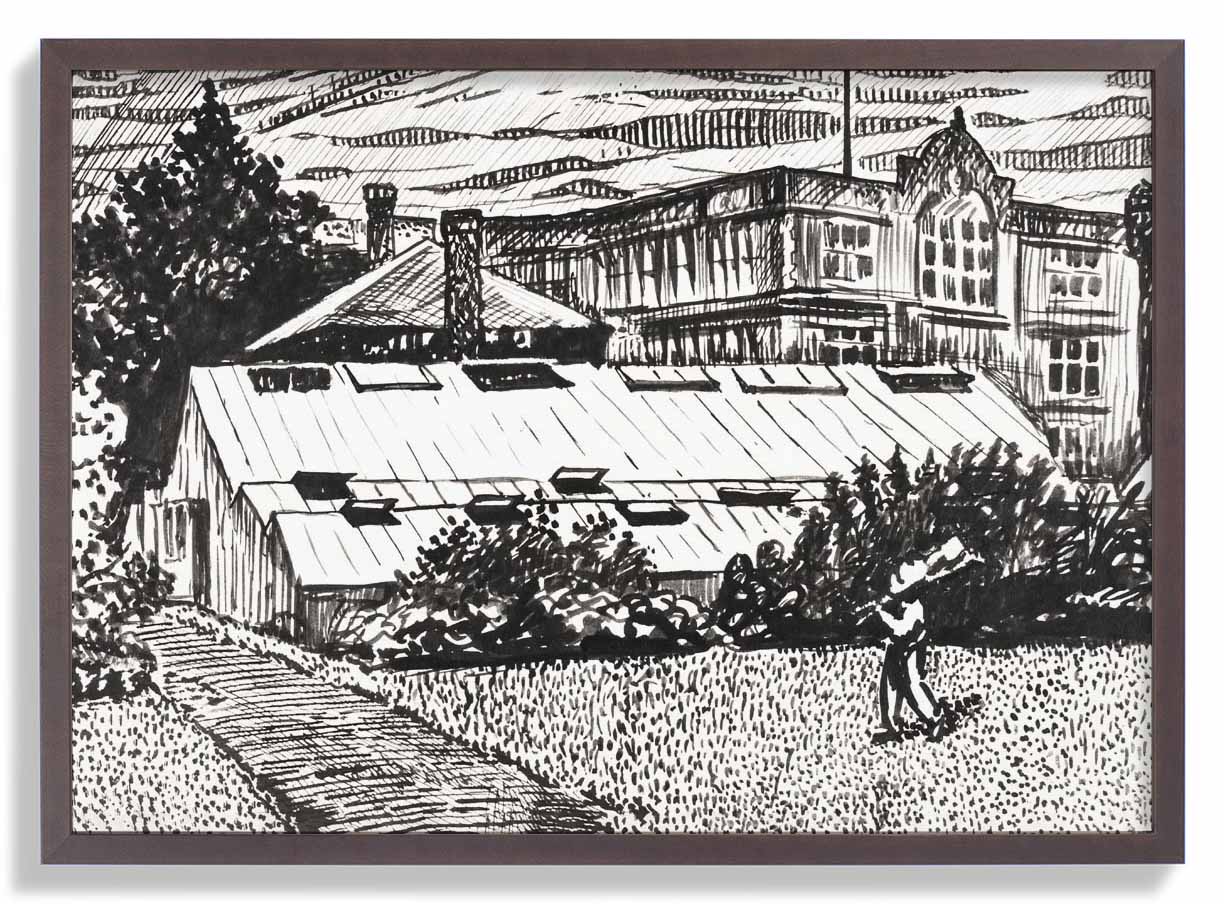 Figure and Buildings Drawing by Henry Lyman