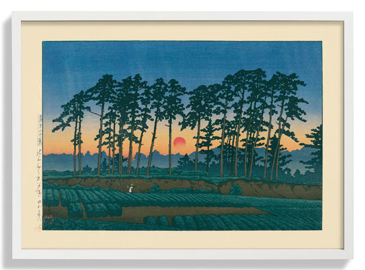 Untergehende Sonne, Ichinokura Kunstdruck von Kawase
