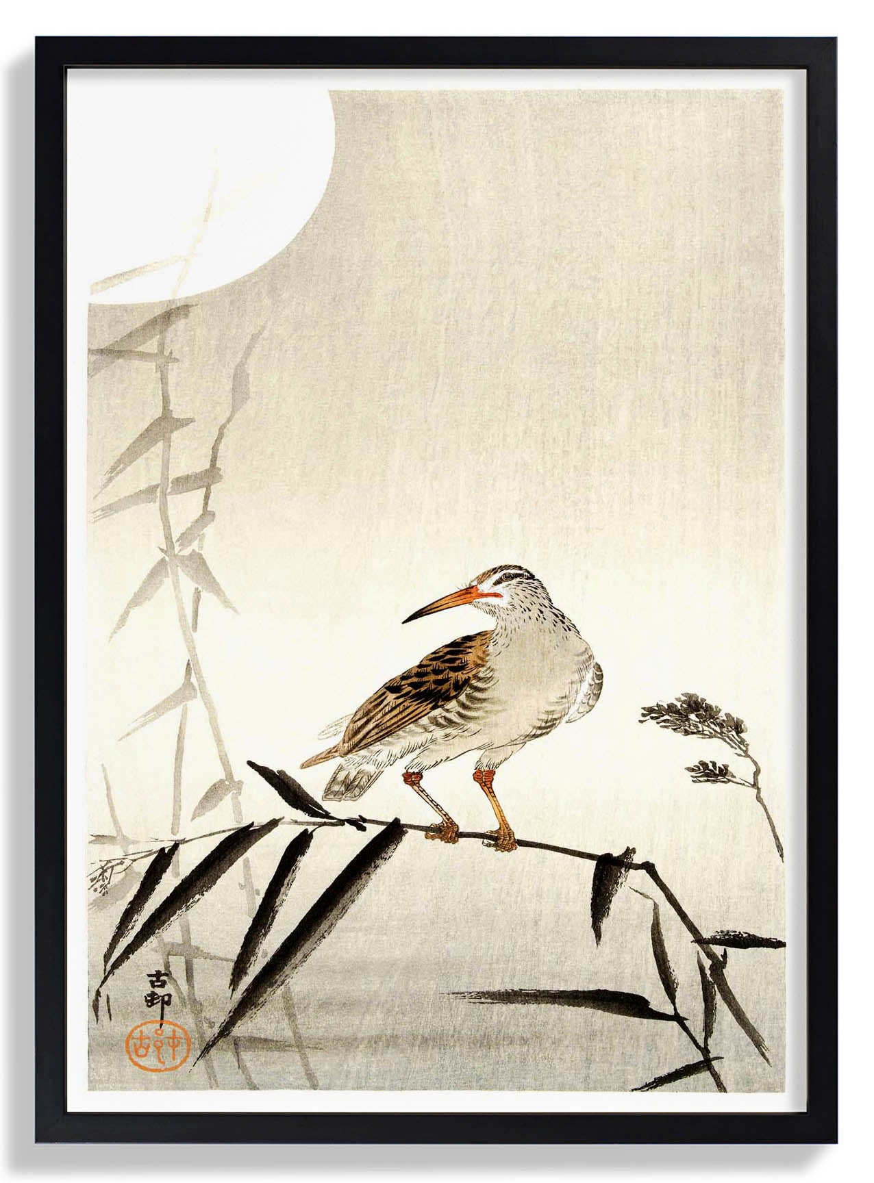 Black Horseman on Bamboo by Ohara Koson