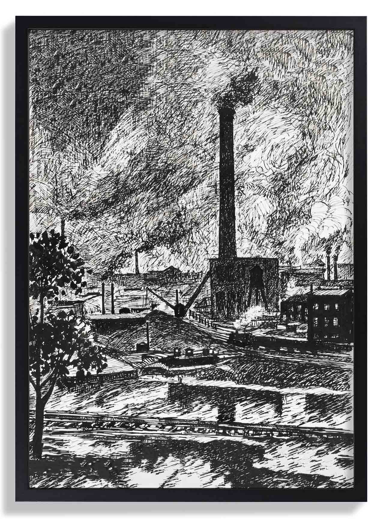 Industrial Scene Drawing by Henry Lyman