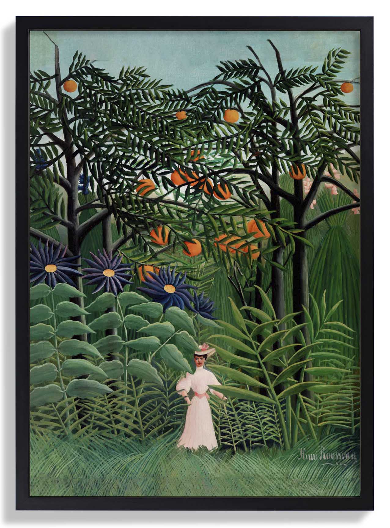 Woman Walking in an Exotic Forest by Rousseau Art Print