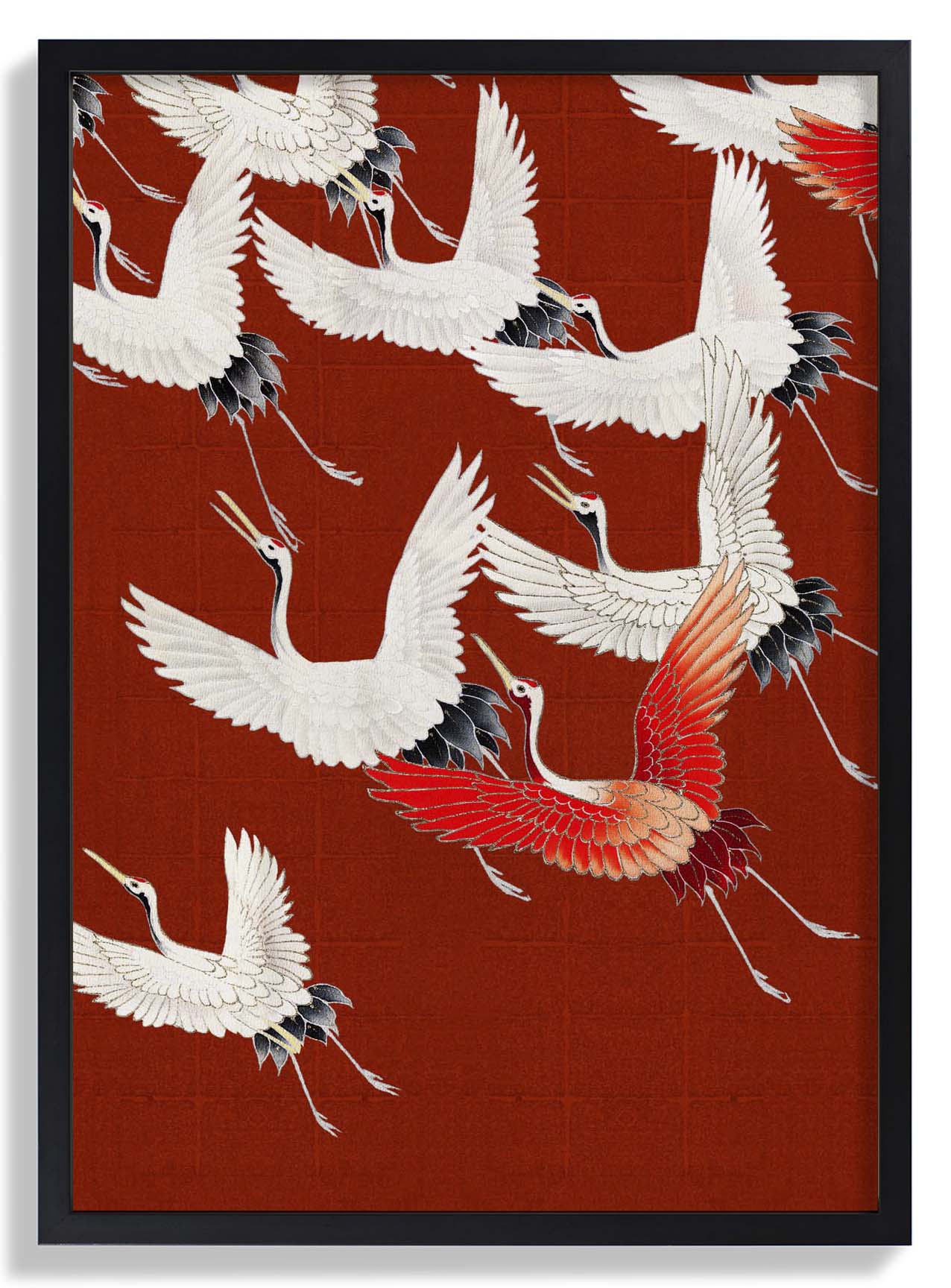 White Cranes in Red