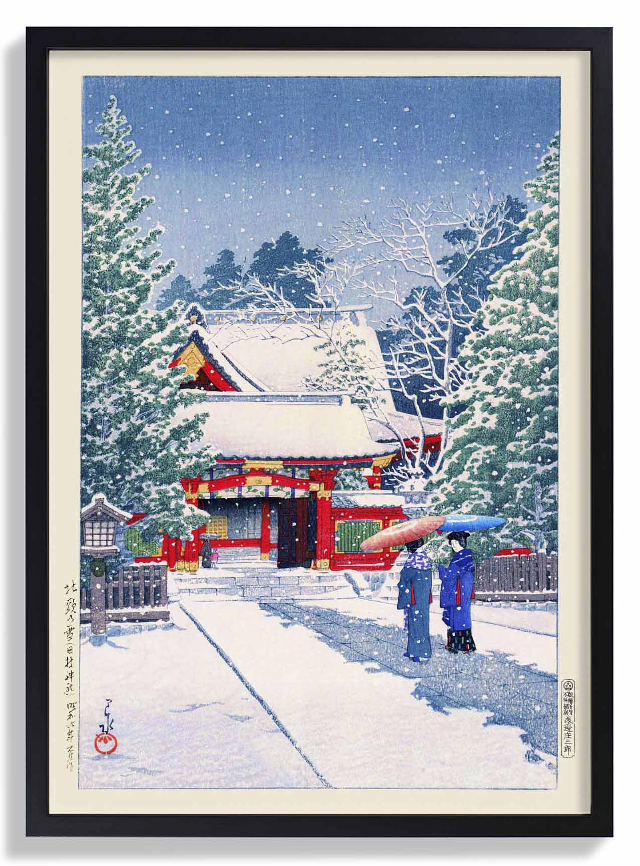 Schnee am Hie-Schrein by Hasui