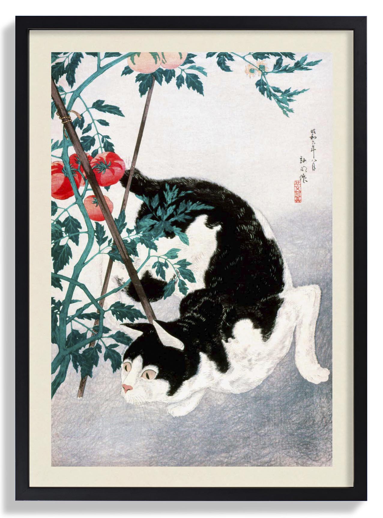 Cat with Tomato by Takahashi Shōtei